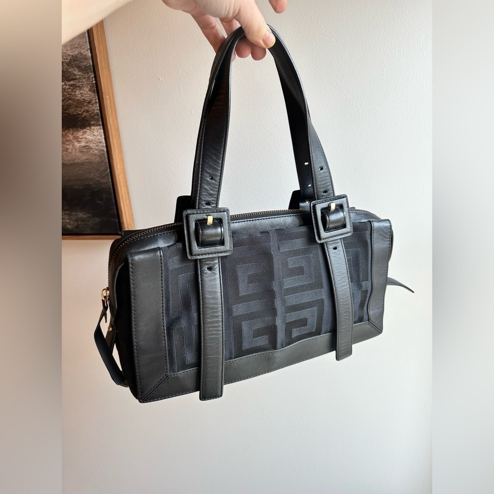 GIVENCHY Black Monogram Canvas and Leather Satchel Vintage Y2K - Picture 7 of 13